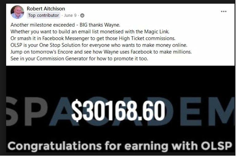 OLSP member result — Robert Aitchison commission notification screenshot